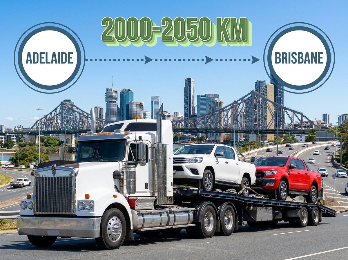 Vehicle being transported from Adelaide to Brisbane interstate route