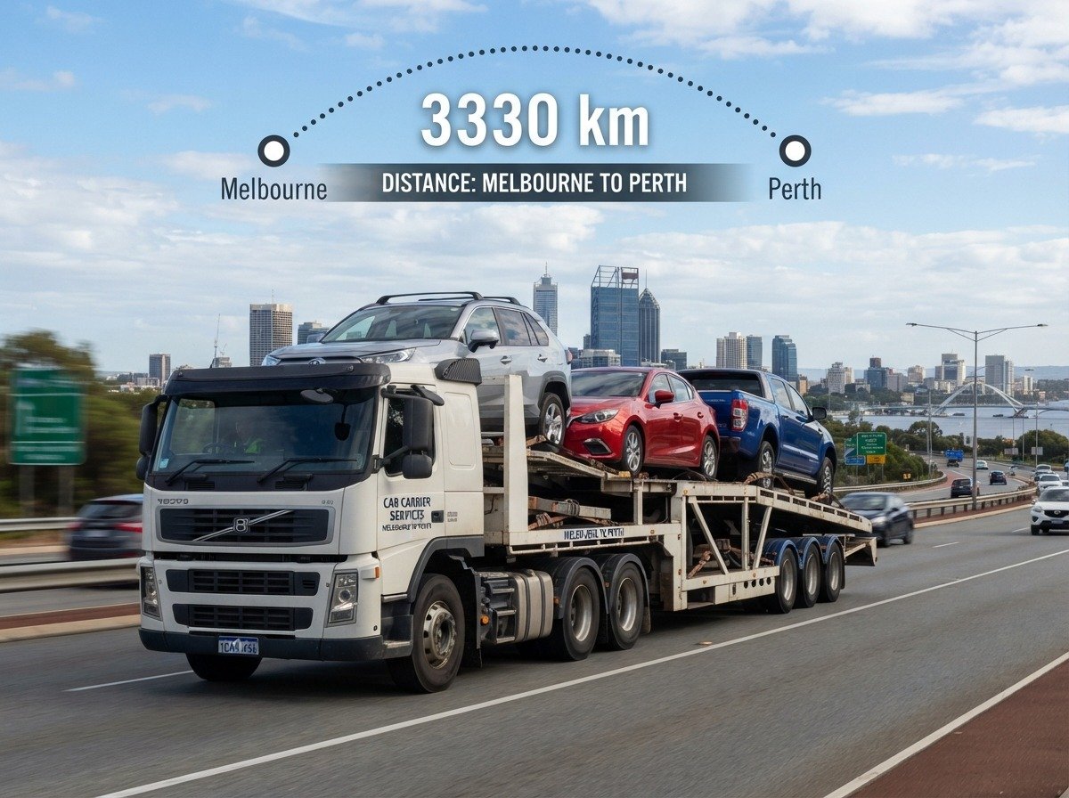 Vehicle being loaded onto car carrier for Melbourne to Perth transport